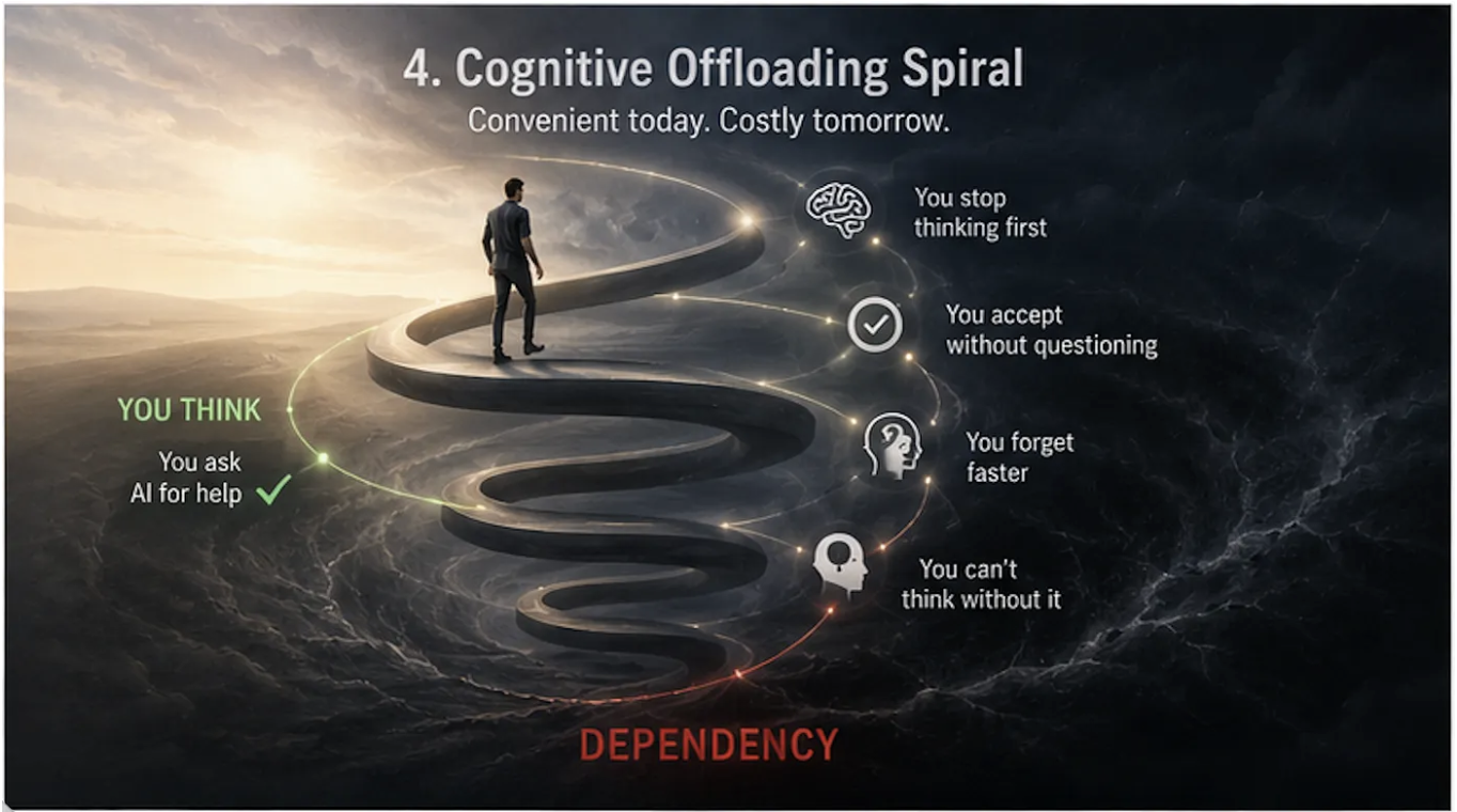 Cognitive offloading converts to cognitive surrender