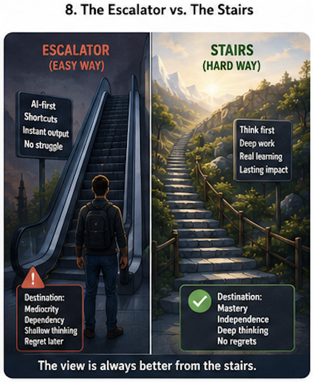 Take the stairs. Think outside the bot. Be future-proof.